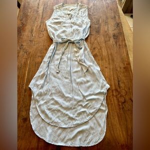 Light blue, sleeveless CAbi dress with asymmetrical hem